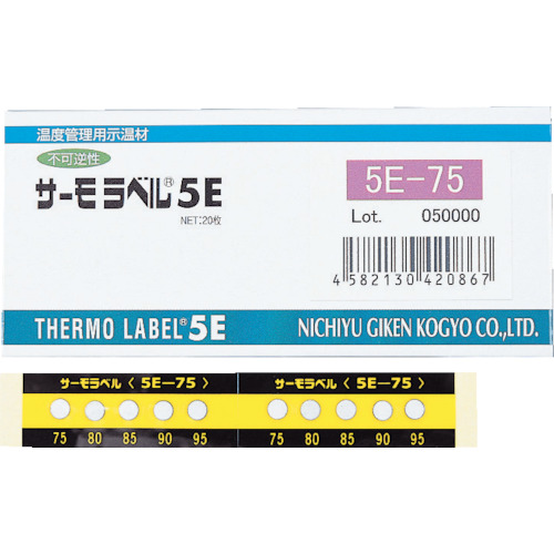 【TRUSCO】日油技研　サーモラベル５点表示屋外対応型　不可逆性　５０度